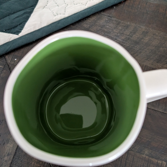 Rae Dunn White Mug with Green Interior and Clover Design - Picture 2 of 4